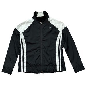 Nike Jacket Womens Size XL Black White Striped Track Full Zip Y2K Gray Tag
